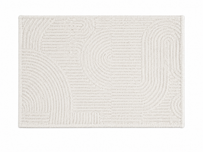 Petit tapis crème texturé 40x60 cm – Motifs relief géométriques