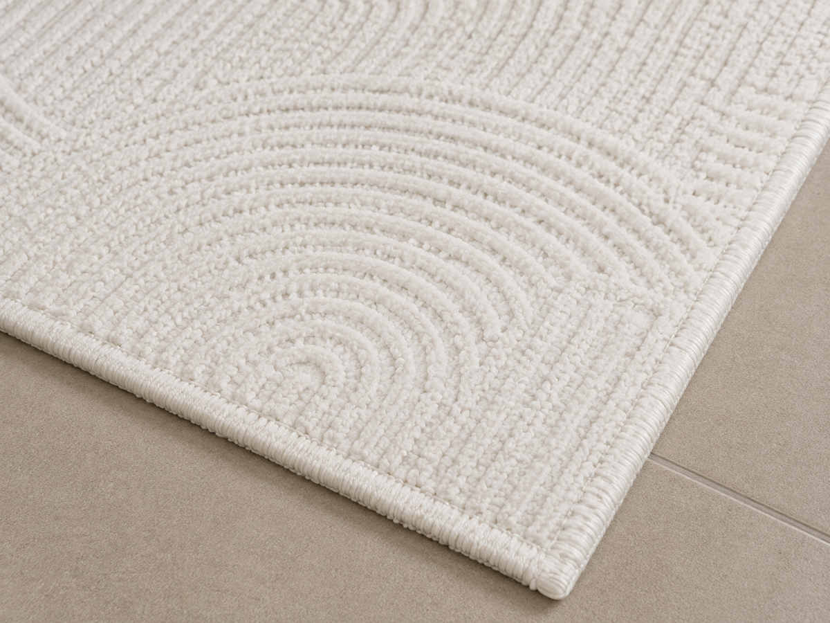 Petit tapis crème texturé 40x60 cm – Motifs relief géométriques