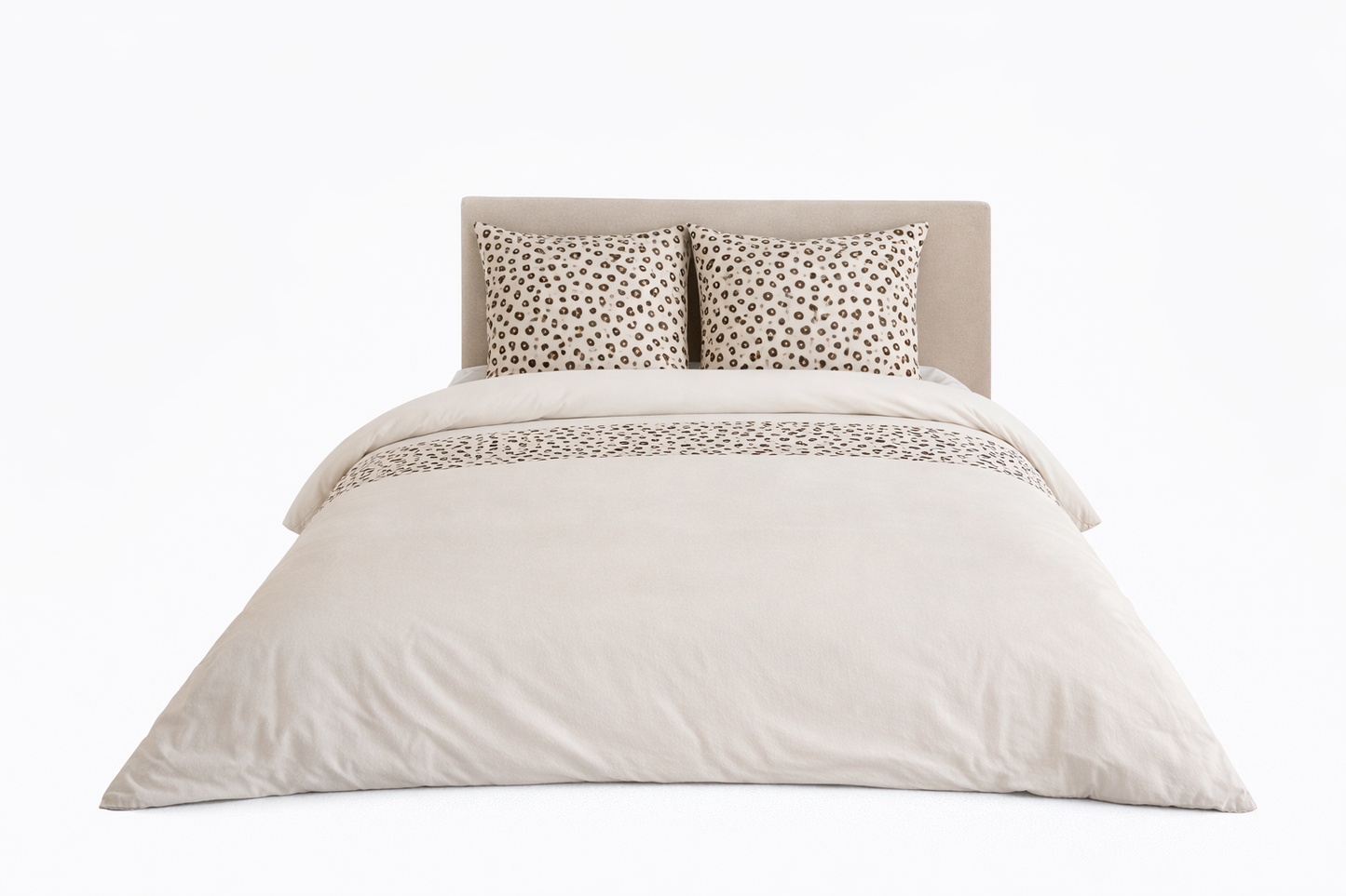Parure de Lit en Coton Réversible - Imprimé Léopard Beige