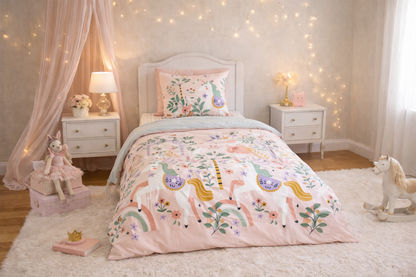 Parure de Lit Enfant Réversible motif Licorne 140x200cm