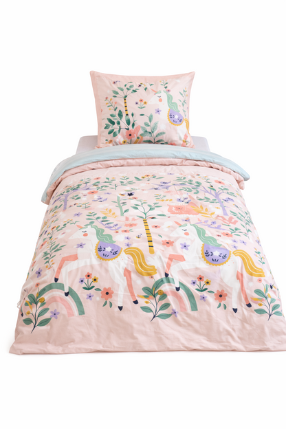 Parure de Lit Enfant Réversible motif Licorne 140x200cm