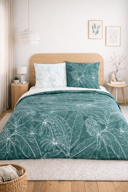 Parure de lit FEUILLAGE Graphique - 100% coton 57 fils/cm²