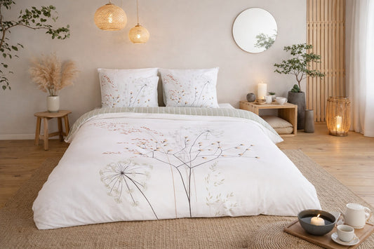 Parure de lit FLEUR ZEN - 100% coton 57 fils/cm²