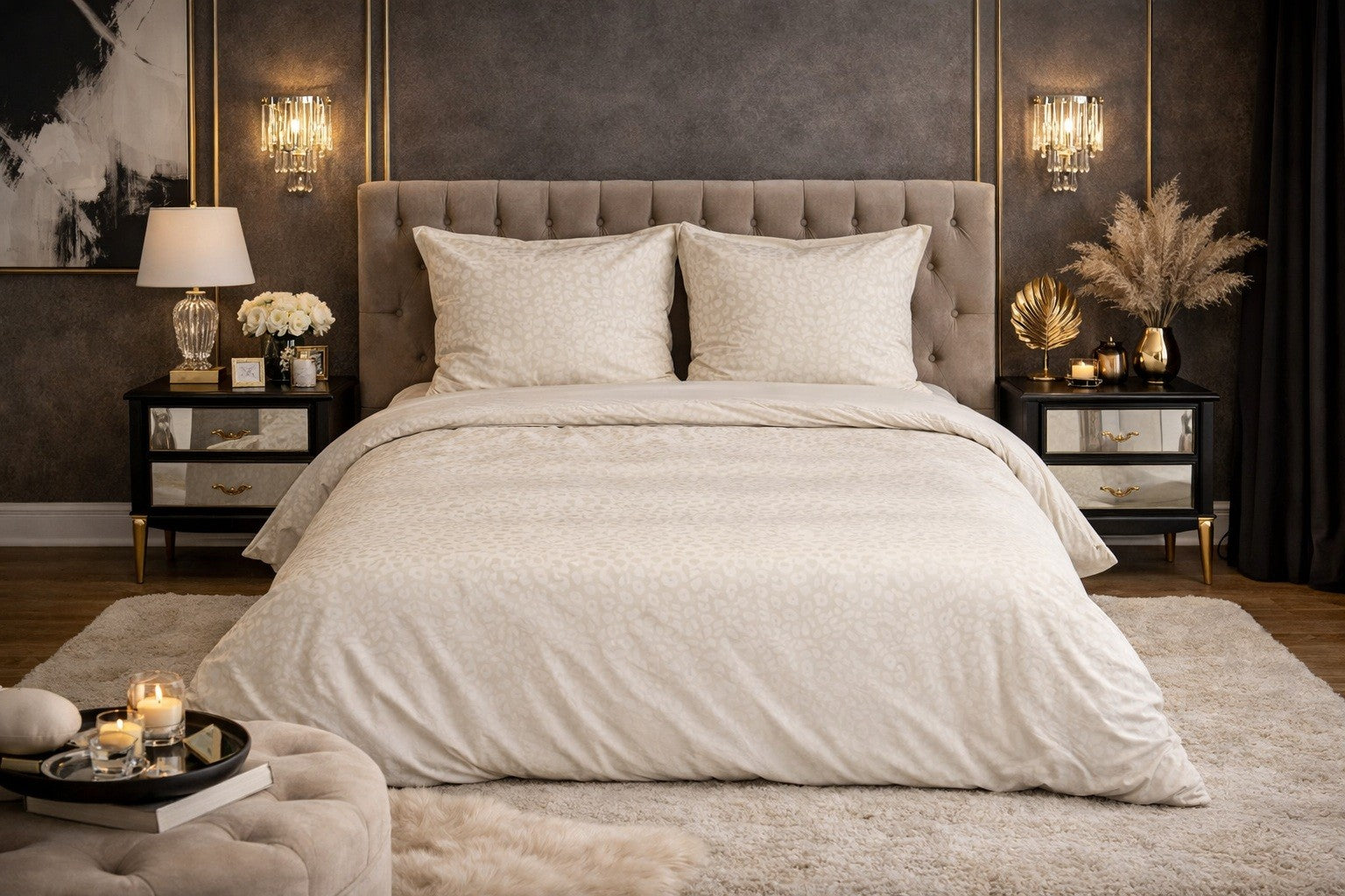 Parure de Lit Microfibre Frappée - Beige