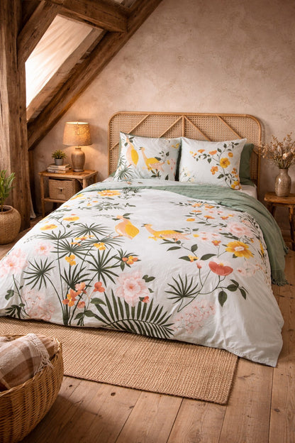 Parure de lit NATURE Tropical - 100% coton 57 fils/cm²