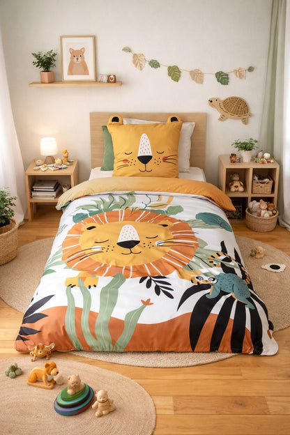 Parure de lit LION, Jaune, 140x200cm