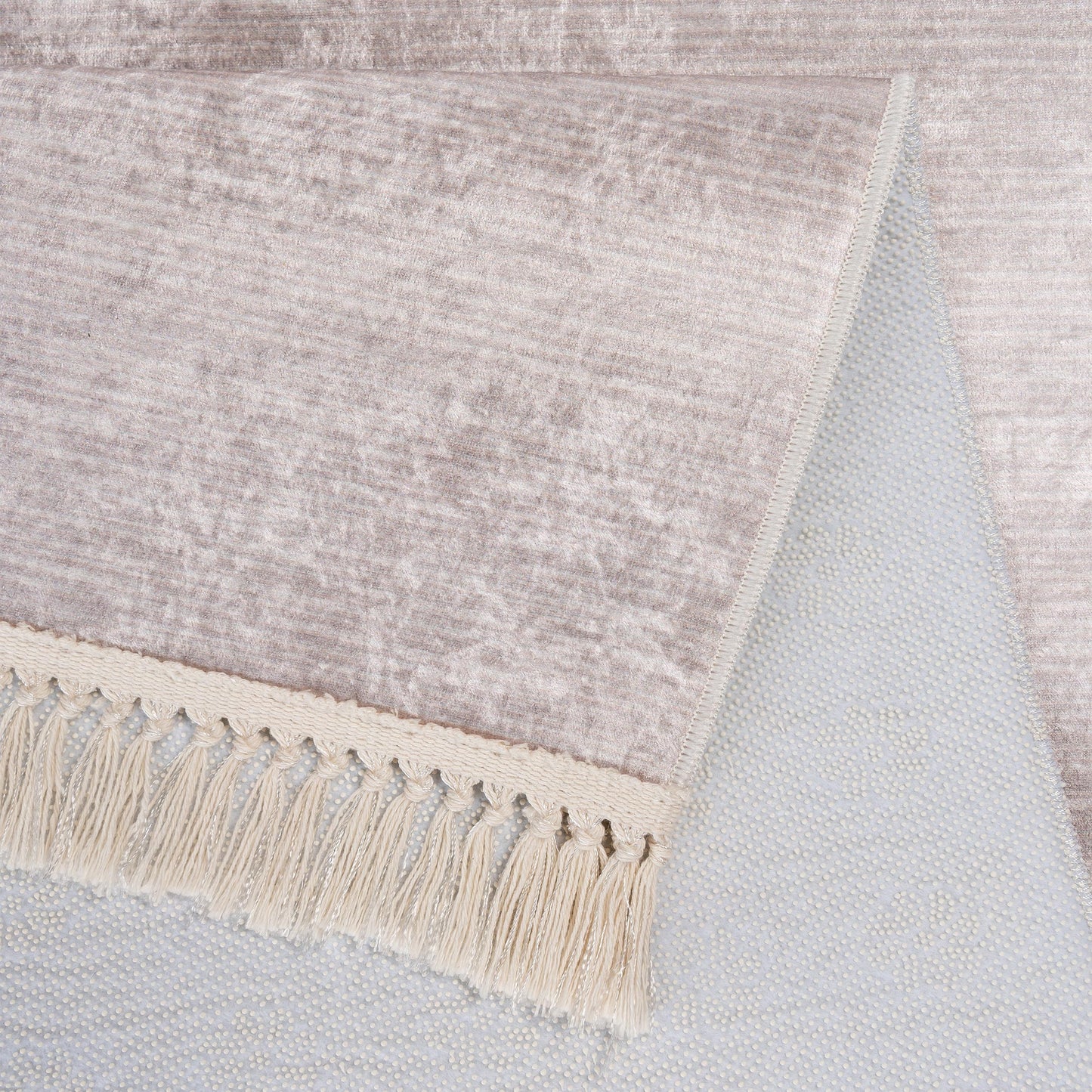 Tapis d'intérieur Uni Beige Clair à Franges