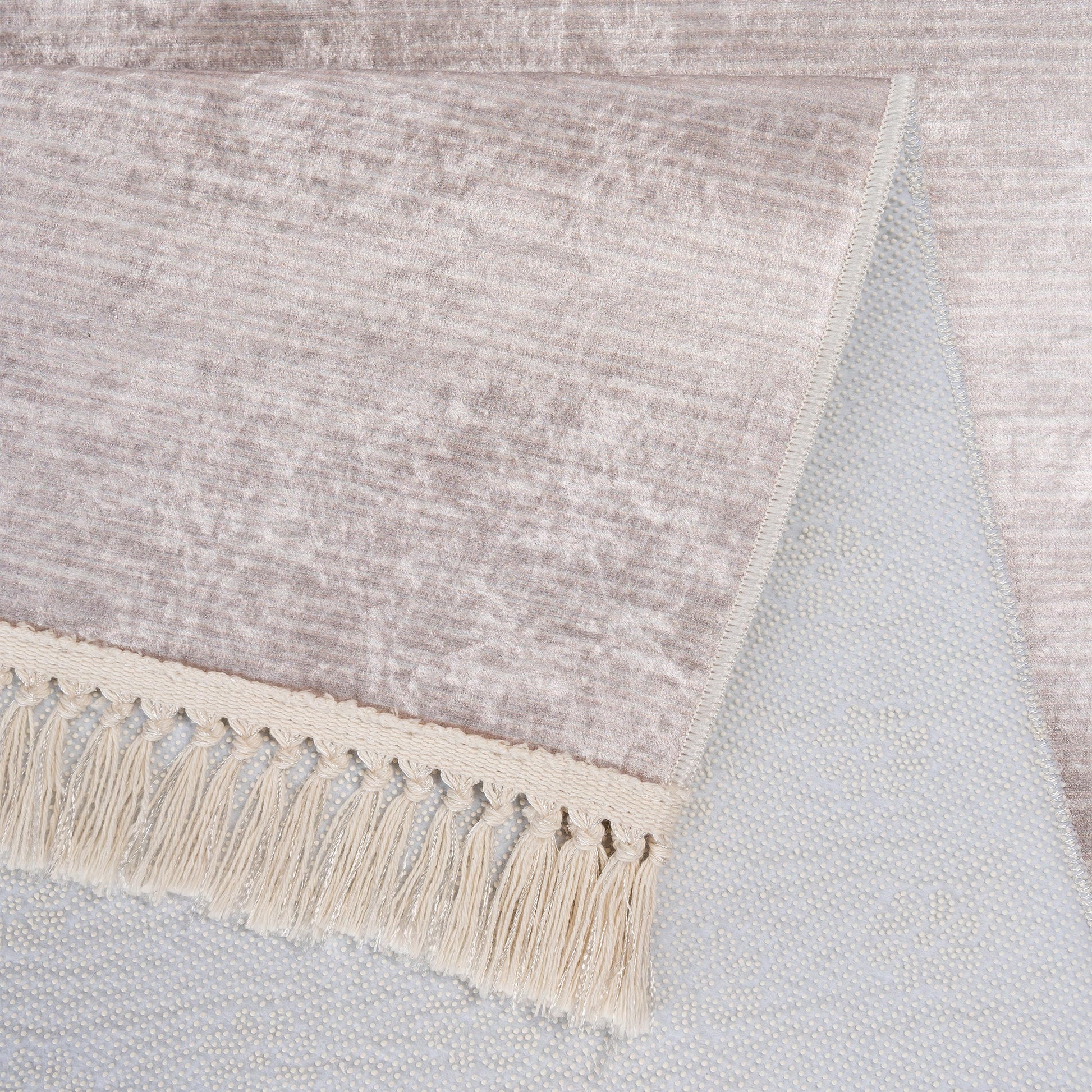 Tapis d'intérieur Uni Beige Clair à Franges