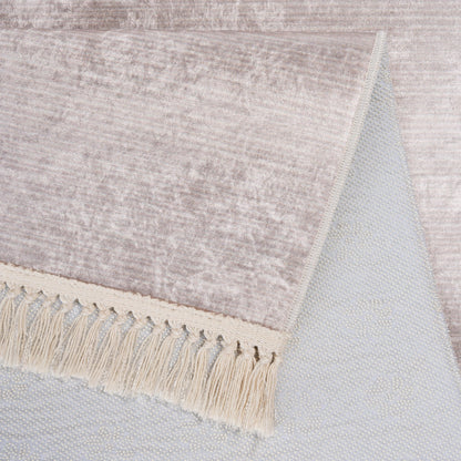 Tapis d'intérieur Uni Beige Clair à Franges