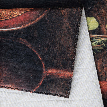 Tapis de Cuisine Antidérapant Epices sur Bois