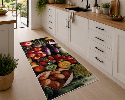 Tapis de Cuisine Antidérapant « Légumes Frais »