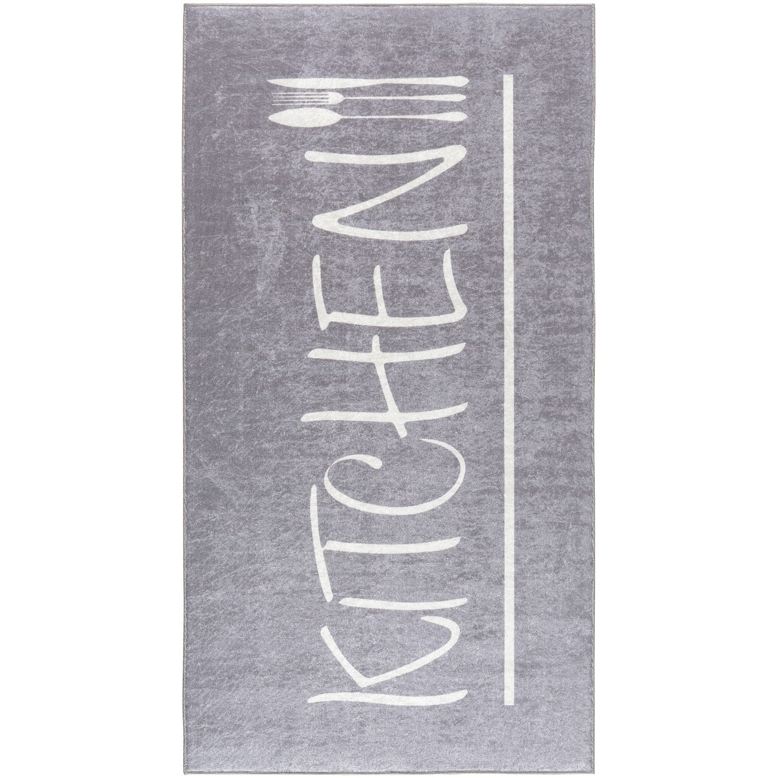 Tapis de Cuisine "KITCHEN" Gris/Blanc