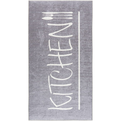 Tapis de Cuisine "KITCHEN" Gris/Blanc