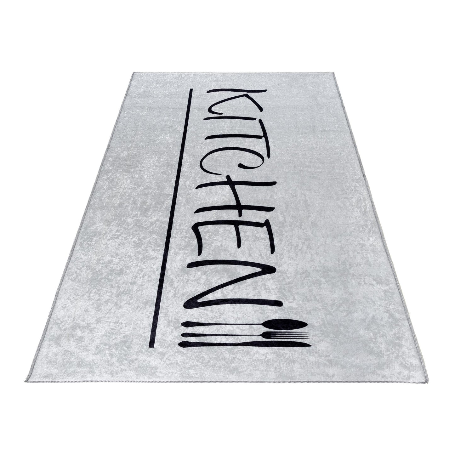 Tapis de Cuisine "KITCHEN" Gris/Noir