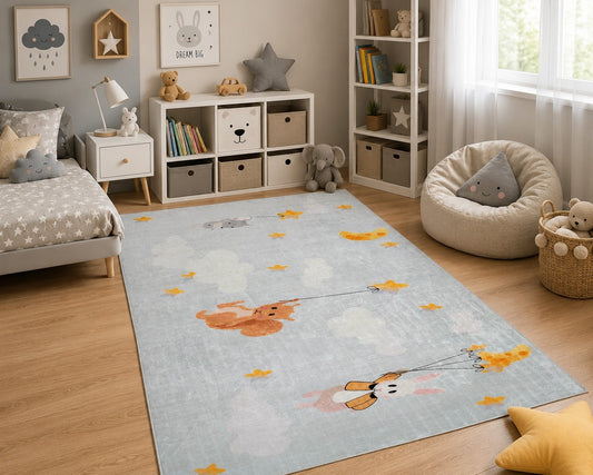 Tapis Enfant Animaux & Étoiles