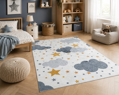 Tapis Enfant Nuages & Étoiles