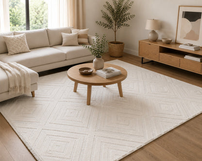 Tapis Oslo Beige Géométrique en Relief