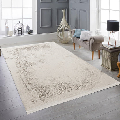 Tapis Vintage Élégance Crème & Gris