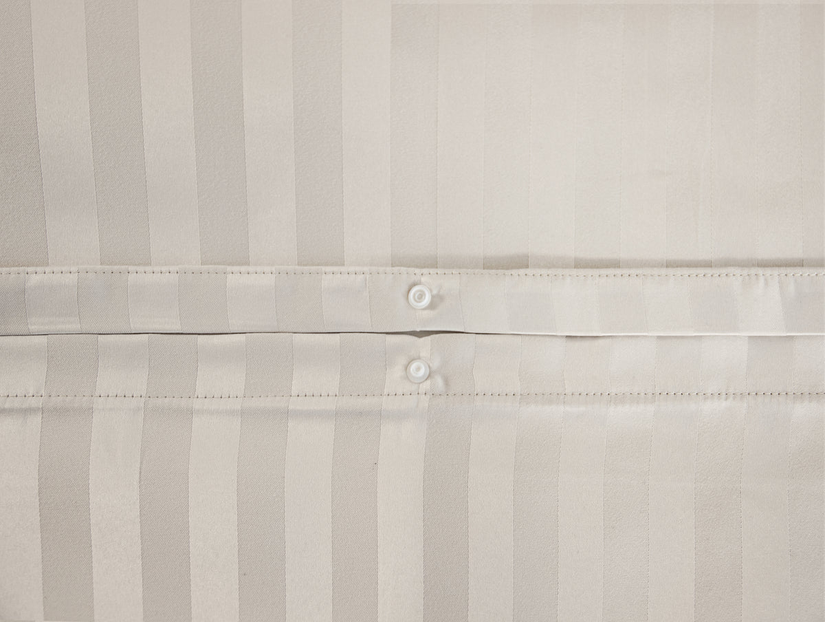 Parure de Lit Satin en Microfibre - Rayures Tissées - Beige