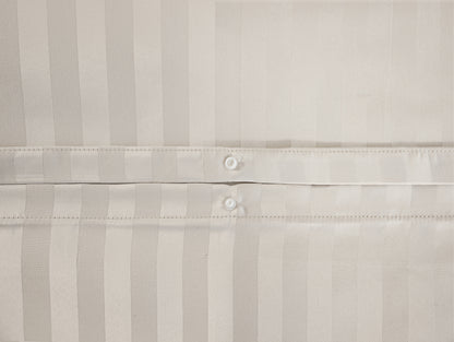 Parure de Lit Satin en Microfibre - Rayures Tissées - Beige